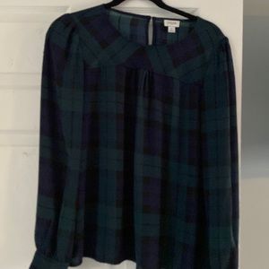 Jcrew sz m blue and green plaid top